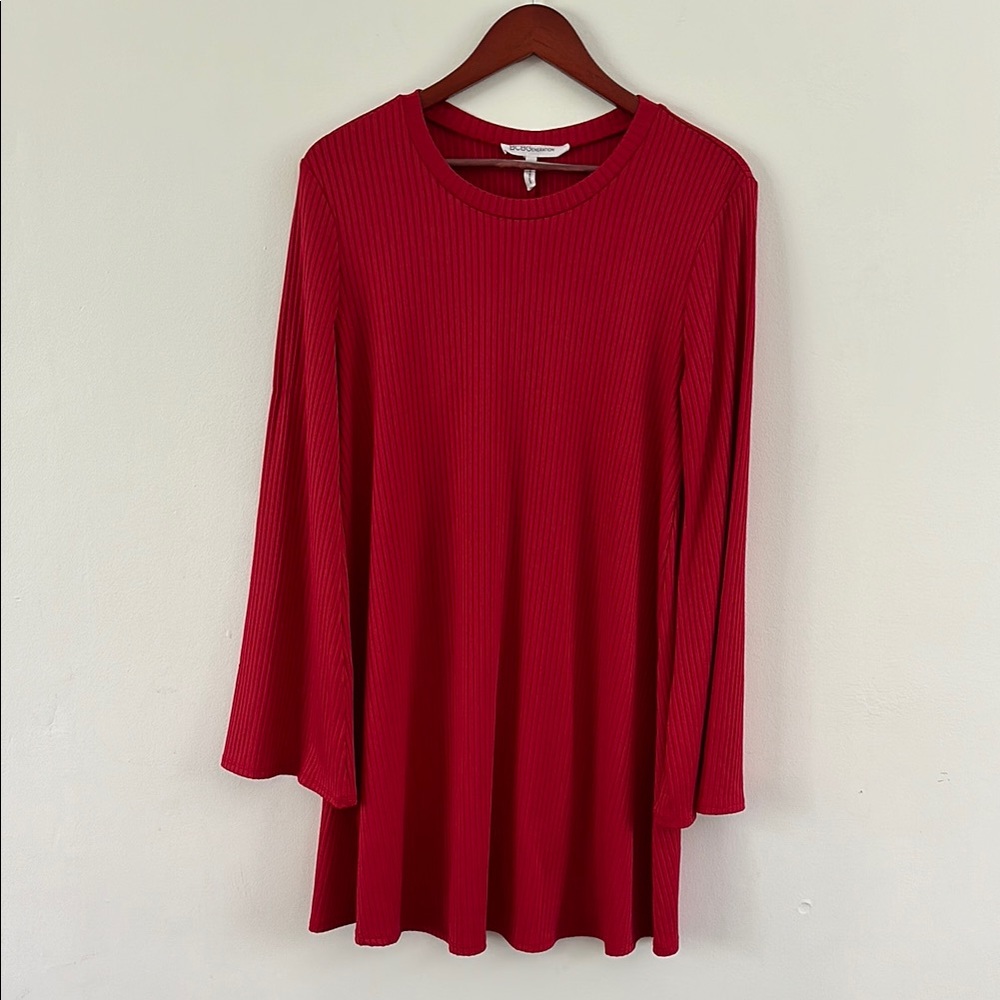 BCBGeneration Red Long Sleeve Midi Tunic Dress
